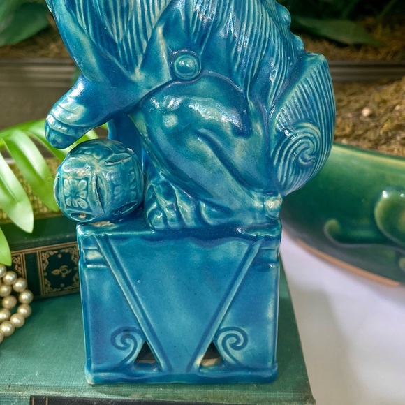 FOO Dog Statue 9 1/2", Turquoise Chinese Good Fortune Figure, Home Decor Vintage - Picture 6 of 14